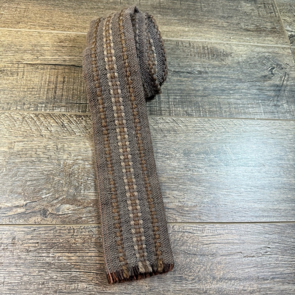 VTG Maria Svatina Wool Neck Tie Bottom Frayed Flat Bottom 1960s 1970s Handwoven